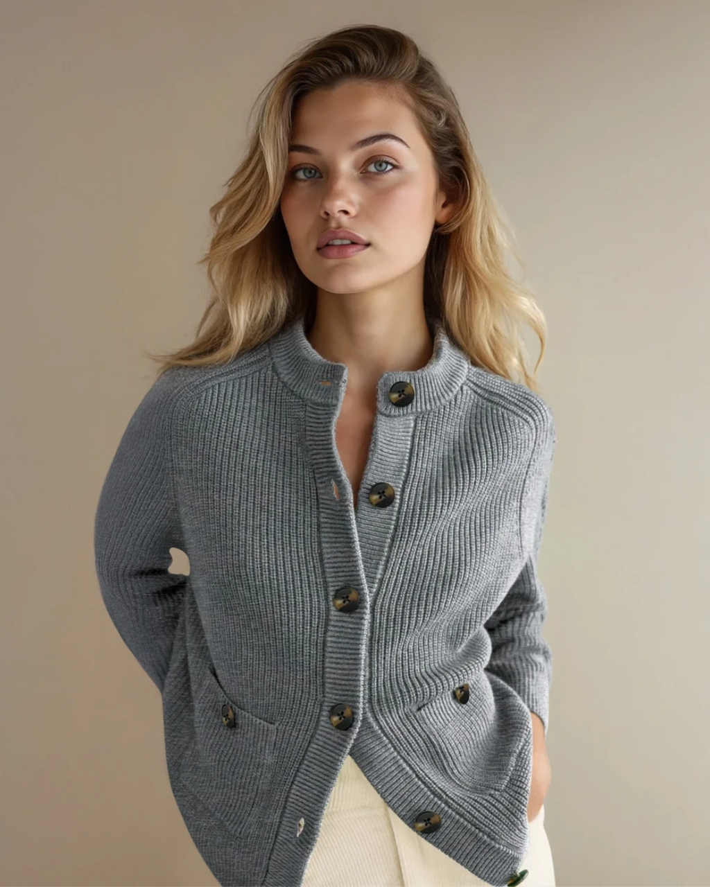 Quinn Chunky Buttoned Front Round Neck Cardigan Sweater | Dropship